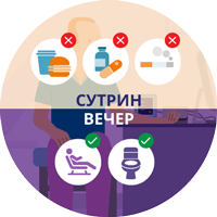 Илюстрация с указания за измерване на кръвното налягане: без кафе и лекарства, с почивка и тоалетна преди това.